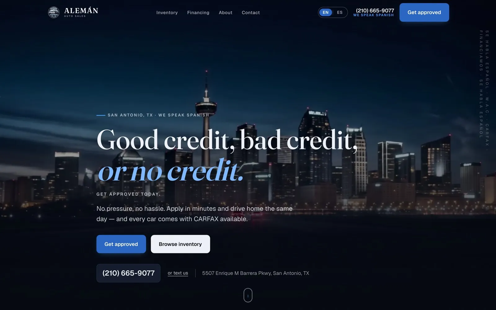 Aleman Auto Sales website