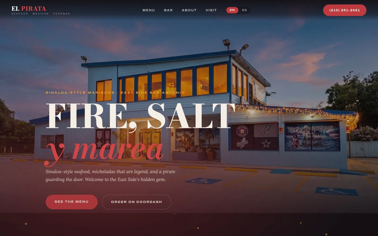 El Pirata Seafood website